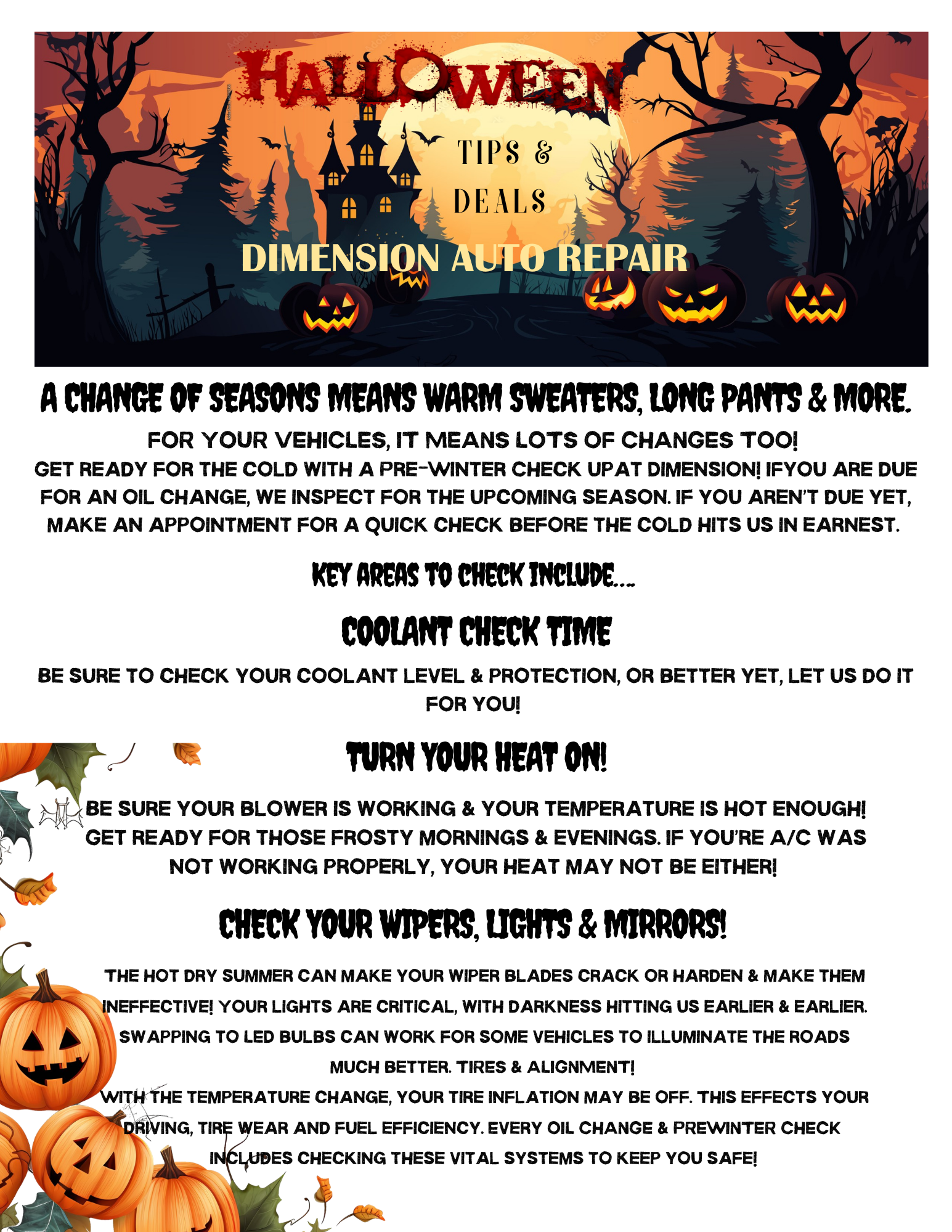 pre-winter checkup list for your vehicle 
